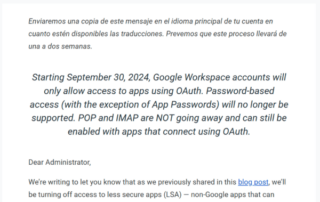 Notificacion Google Workspace aplicaciones de terceros